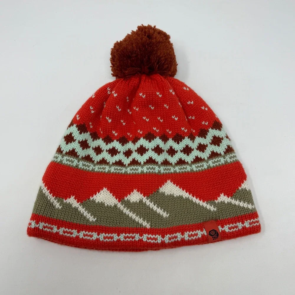 Mountain Hardwear Womens‎ Mountain Graphic Pom Beanie Orange OL8166 One Size